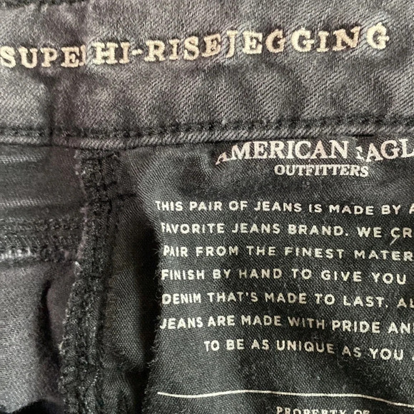 American Eagle Super Hi-Rise Black Wash Ripped Knees Skinny Jegging 6L - Picture 10 of 11